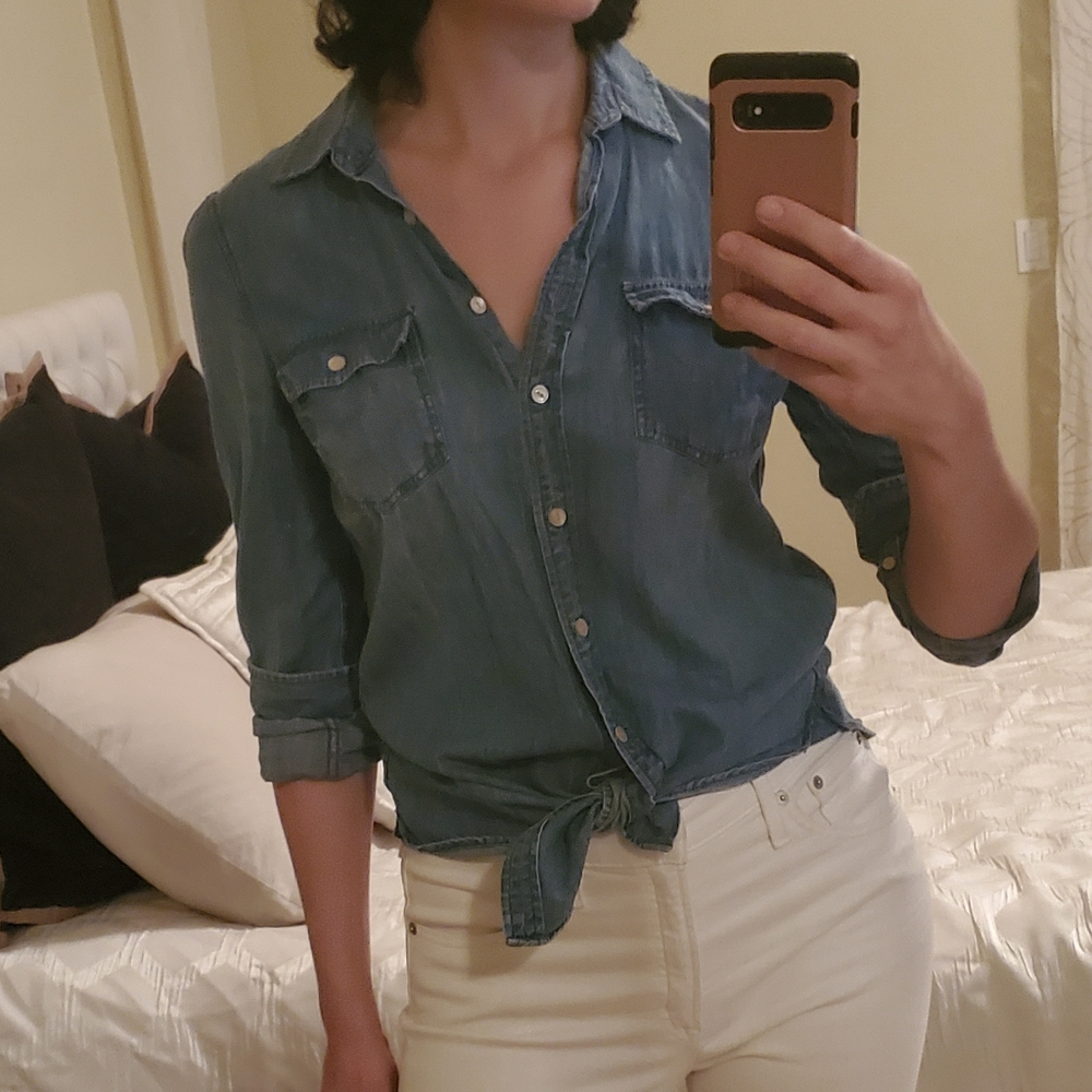 J Crew Tall Western Chambray Shirt